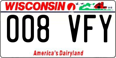 WI license plate 008VFY