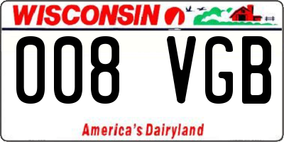 WI license plate 008VGB