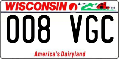WI license plate 008VGC