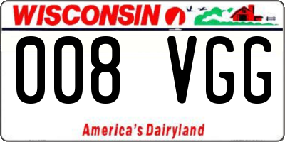 WI license plate 008VGG