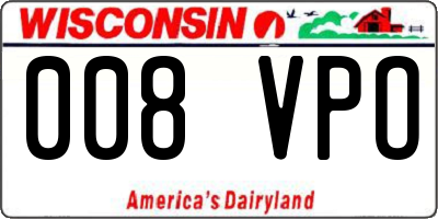 WI license plate 008VPO
