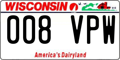 WI license plate 008VPW