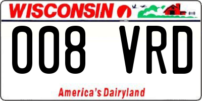 WI license plate 008VRD