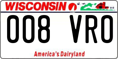 WI license plate 008VRO