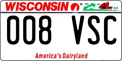 WI license plate 008VSC
