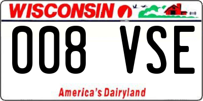 WI license plate 008VSE