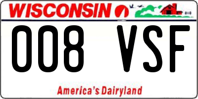 WI license plate 008VSF