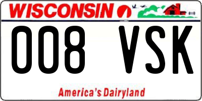 WI license plate 008VSK
