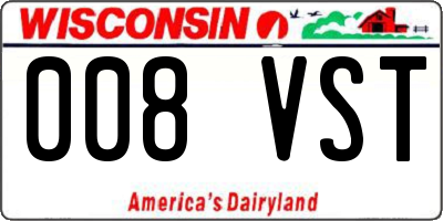 WI license plate 008VST