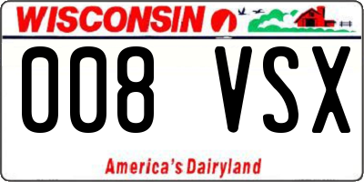 WI license plate 008VSX