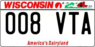 WI license plate 008VTA