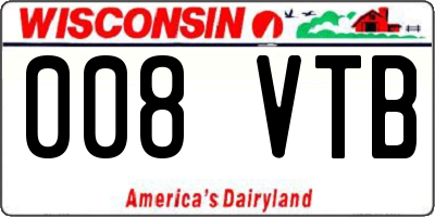 WI license plate 008VTB