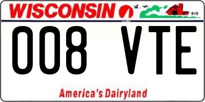 WI license plate 008VTE