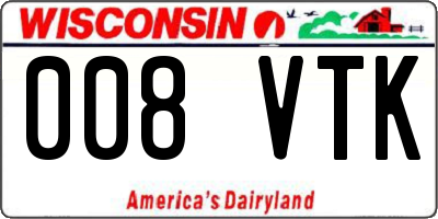 WI license plate 008VTK