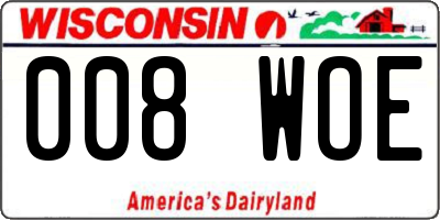WI license plate 008WOE