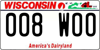 WI license plate 008WOO
