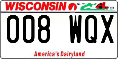 WI license plate 008WQX