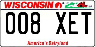 WI license plate 008XET