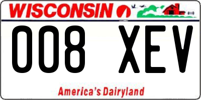 WI license plate 008XEV