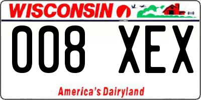 WI license plate 008XEX