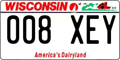WI license plate 008XEY
