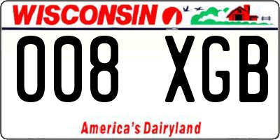 WI license plate 008XGB