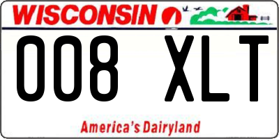 WI license plate 008XLT