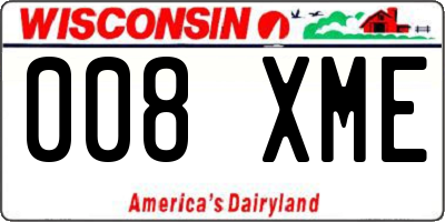 WI license plate 008XME