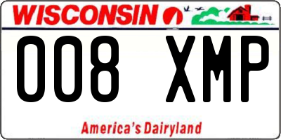 WI license plate 008XMP