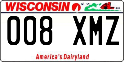 WI license plate 008XMZ