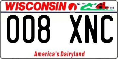 WI license plate 008XNC