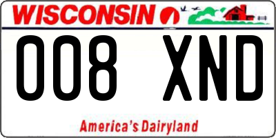WI license plate 008XND