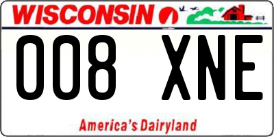WI license plate 008XNE
