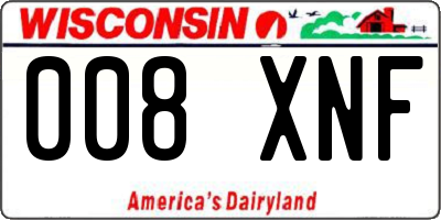 WI license plate 008XNF