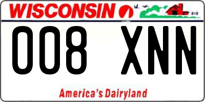 WI license plate 008XNN