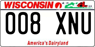WI license plate 008XNU