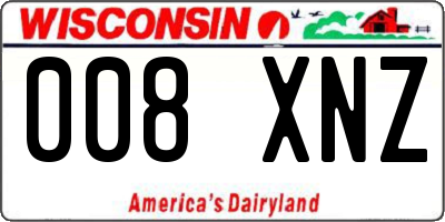 WI license plate 008XNZ
