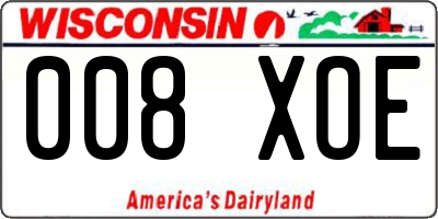 WI license plate 008XOE