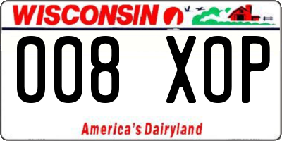 WI license plate 008XOP