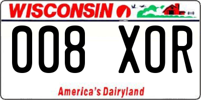 WI license plate 008XOR