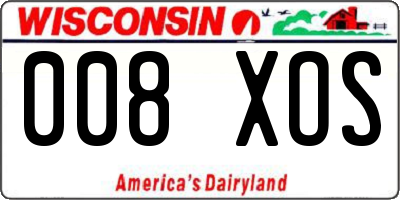 WI license plate 008XOS
