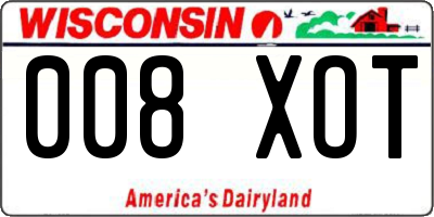 WI license plate 008XOT