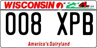 WI license plate 008XPB