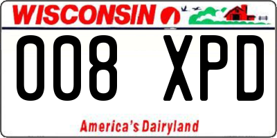 WI license plate 008XPD