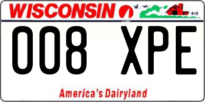 WI license plate 008XPE