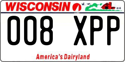 WI license plate 008XPP