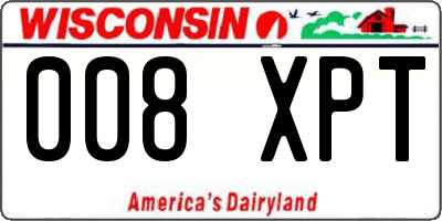 WI license plate 008XPT