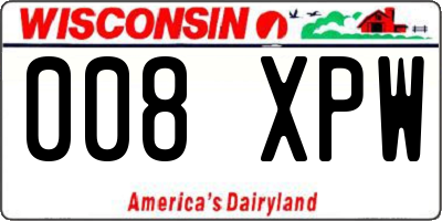 WI license plate 008XPW