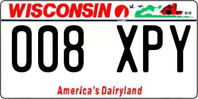 WI license plate 008XPY