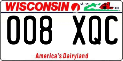 WI license plate 008XQC